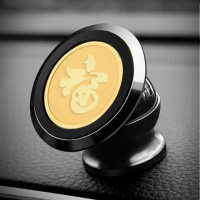 车载手机车用支架磁铁吸盘式汽车磁性架强磁风口磁吸支驾磁力导航 金属浮雕版[神秘黑]