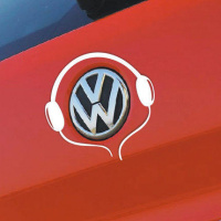 适用于大众新宝来后视镜桑塔纳捷达途观L装饰反光镜高尔夫R贴纸 耳机白单个