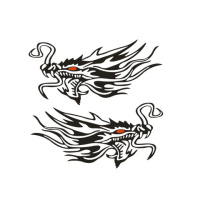 汽车贴纸车身遮挡装饰划痕贴防擦痕车贴个性保险杠车贴防撞痕贴花 龙头黑色30cm一对