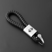 专车专用编织皮绳钥匙扣奥迪丰田宝马车标钥匙链男士简约汽车钥匙 丰田