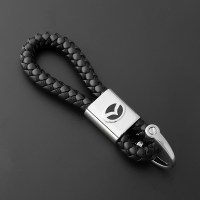 专车专用编织皮绳钥匙扣奥迪丰田宝马车标钥匙链男士简约汽车钥匙 马自达