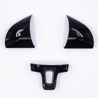 适用于大众新朗逸捷达桑塔纳速腾POLO宝来方向盘亮片内饰改装 B款钢琴漆黑色全包款