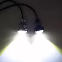led超亮鹰眼灯倒车灯汽车日间行车流氓灯改装超薄防水大功率鹰眼 黑壳18mm黄光 对装
