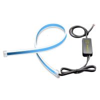 流水转向灯led流光超薄免拆日行灯带改装通用汽车导光条泪眼大灯 45CM白光转流水黄光[单条价格]可剪裁