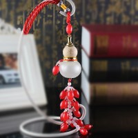 汽车挂件高档桃木红色葫芦香水瓶挂饰水晶吊坠车内车载饰品 吊坠红色葫芦[香水]