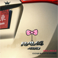 蝴蝶结 皇冠 猫爪 米奇 兔耳朵 竖中指 车标贴纸车贴个性反光可爱 藕色粉蝴蝶结10CM