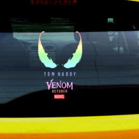 美国漫威毒液贴纸复仇者联盟蜘蛛侠共生体后挡风玻璃反光汽车贴纸 新款七彩:高33X22厘米