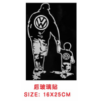 适用于大众部落贴纸改装高尔夫车贴大众车贴golf后窗贴VW后档改装 大手牵小手16cm*25cm