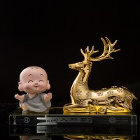 一路平安鹿汽车摆件车内创意鹿一鹿平安车载香水汽车装饰饰品男女 功夫小子一鹿平安
