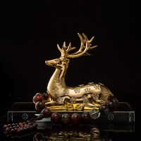 一路平安鹿汽车摆件车内创意鹿一鹿平安车载香水汽车装饰饰品男女 富贵金一鹿平安黑耀色玛瑙