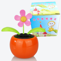 太阳花摆件汽车摆件太阳能摆件汽车用品摇摆花摇摆太阳花摇头花 升级款橙色(送防滑垫)