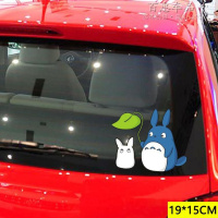 龙猫汽车贴纸 创意个性遮挡划痕保险杠后视镜新手上路行李箱装饰 西瓜红小蓝猫撑荷叶