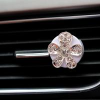 汽车车载干花出风口香水夹创意镶钻雪花车内香薰摆件车装饰用品女 镶钻五花瓣出风口