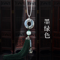 汽车挂件车内吊饰时尚挂饰男女车载后视镜玉髓银吊坠 年年平安玉髓-925银墨绿