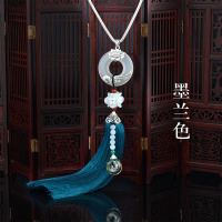 汽车挂件车内吊饰时尚挂饰男女车载后视镜玉髓银吊坠 年年平安玉髓+925银墨兰