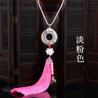 汽车挂件车内吊饰时尚挂饰男女车载后视镜玉髓银吊坠 年年平安玉髓+925银淡粉
