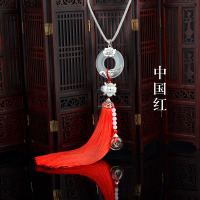 汽车挂件车内吊饰时尚挂饰男女车载后视镜玉髓银吊坠 年年平安玉髓+925银红