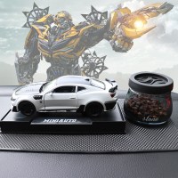 雪佛兰大蜂汽车摆件 合金车模型车内饰品摆件车载香水装饰品 白色大黄蜂+西柚+27cm防滑垫