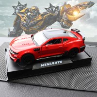 雪佛兰大蜂汽车摆件 合金车模型车内饰品摆件车载香水装饰品 红色大黄蜂+27cm防滑垫