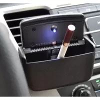 车载灰缸出风口边悬挂式支架创意个性有盖多功能通用带led灯 米白色