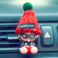 蒙奇奇汽车香水空调出风口香水夹香片夹卡通创意车载车内饰品摆件 其他颜色蒙奇奇红线帽风口