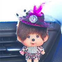 蒙奇奇汽车香水空调出风口香水夹香片夹卡通创意车载车内饰品摆件 奇奇大紫礼帽风口