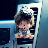 蒙奇奇汽车香水空调出风口香水夹香片夹卡通创意车载车内饰品摆件 奇奇灰花风口