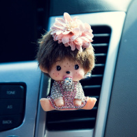 蒙奇奇汽车香水空调出风口香水夹香片夹卡通创意车载车内饰品摆件 奇奇粉花风口