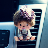 蒙奇奇汽车香水空调出风口香水夹香片夹卡通创意车载车内饰品摆件 奇奇紫花风口