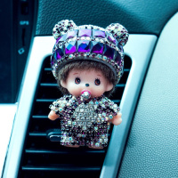 蒙奇奇汽车香水空调出风口香水夹香片夹卡通创意车载车内饰品摆件 奇奇钢盔紫色风口