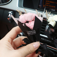 韩国创意永生花干花汽车香水车载出风口香薰新车除异味香水车饰品 公主粉花束