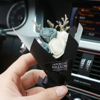 韩国创意永生花干花汽车香水车载出风口香薰新车除异味香水车饰品 复古蓝白花束