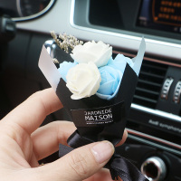韩国创意永生花干花汽车香水车载出风口香薰新车除异味香水车饰品 水蓝白花束