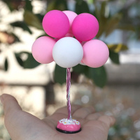 可爱卡通装饰品 老爷车汽车摆件车载甲壳虫香水座模型汽车香水座 玫红告白气球