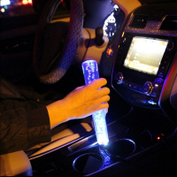 汽车档把发光水晶手动挡排挡头改装波棍头个性自动排档杆加长挡杆 15厘米蓝色