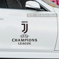 尤文图斯车贴侧油箱盖车身拉手灯眉后视镜后玻璃装饰汽车贴纸 欧冠梦车贴可贴侧门黑色32.4cm