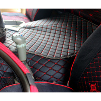 重汽豪沃336中间垫 豪沃自卸车中控台垫老款375大全包中间豪沃340 全包中台[黑红]