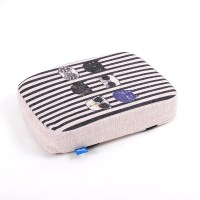 汽车中央扶手箱垫套车载加高通用型车内记忆棉布艺车用卡通可爱 扶手箱记忆棉垫-条纹猫咪