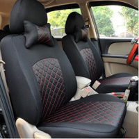 东风标致标志206/207/308/408/307专用四季汽车布座套 加厚三明治 仿真丝全黑