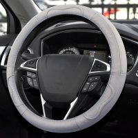 汽车方向盘套福特福睿斯 嘉年华蒙迪欧翼博翼虎真皮把套四季通用 F024灰色