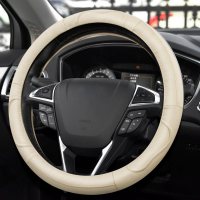 汽车方向盘套福特福睿斯 嘉年华蒙迪欧翼博翼虎真皮把套四季通用 F024米色