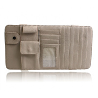 车载收纳遮阳板cd夹多功能车载CD包光盘套汽车用品碟片遮阳板套 米色XP071A