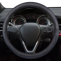 真皮把套标致汽车方向盘套207308 301 508 408 2008 3008四季通用 F027蓝线