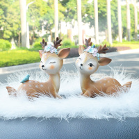 一路平安鹿汽车摆件车载创意网红可爱车内装饰品高档车饰用品大全 优雅+静思+小羽毛垫