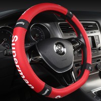 四季通用时尚潮牌个性方向盘套荣威RX3 RX8 750 ERX5 I6 E55 B款红色-D型方向盘(适合外径38CM)