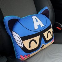 汽车头枕靠枕车用护颈枕卡通车载车内可爱创意颈椎车枕头座椅用品 美国队长四季腰靠