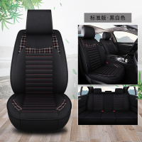 亚麻专用于XC60坐垫V40 S60L XC90四季s80汽车沃尔沃s90坐垫套 黑白色标准版