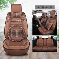 亚麻专用于XC60坐垫V40 S60L XC90四季s80汽车沃尔沃s90坐垫套 咖色豪华版