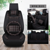 亚麻专用于XC60坐垫V40 S60L XC90四季s80汽车沃尔沃s90坐垫套 黑白色豪华版