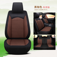 新款汽车坐垫四季通用大众捷达朗逸宝来polo速腾座套全包亚麻布艺 标准版咖色(送方向盘)
